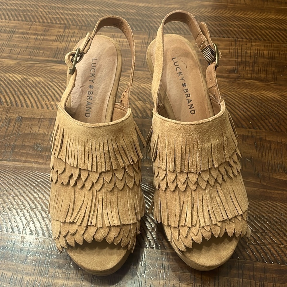 LUCKY BRAND Jeena Fringe Suede Wedges - Picture 3 of 16